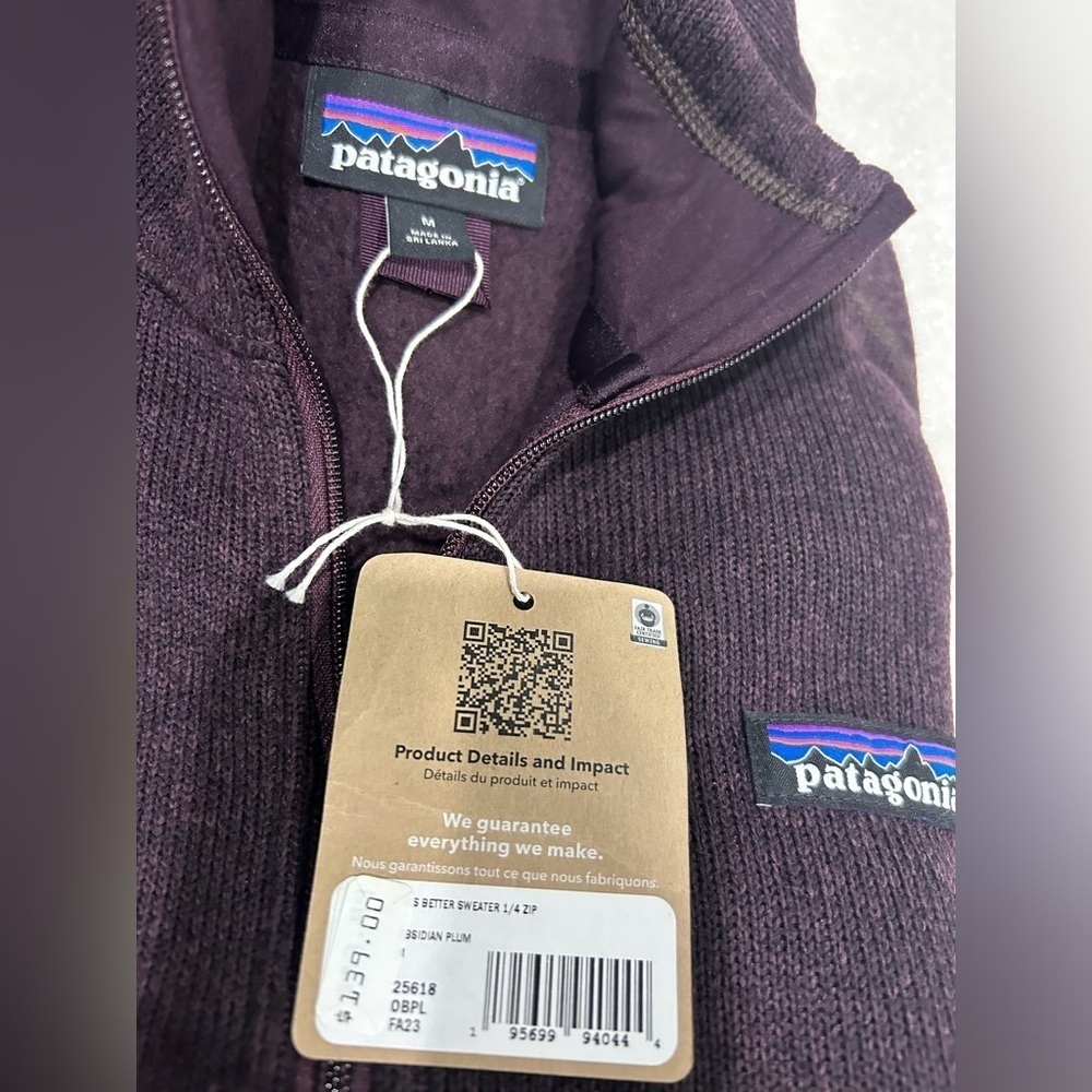 Patagonia Women's M Medium Better Sweater 1/4 Zip Pullover Purple NWT - Picture 6 of 7